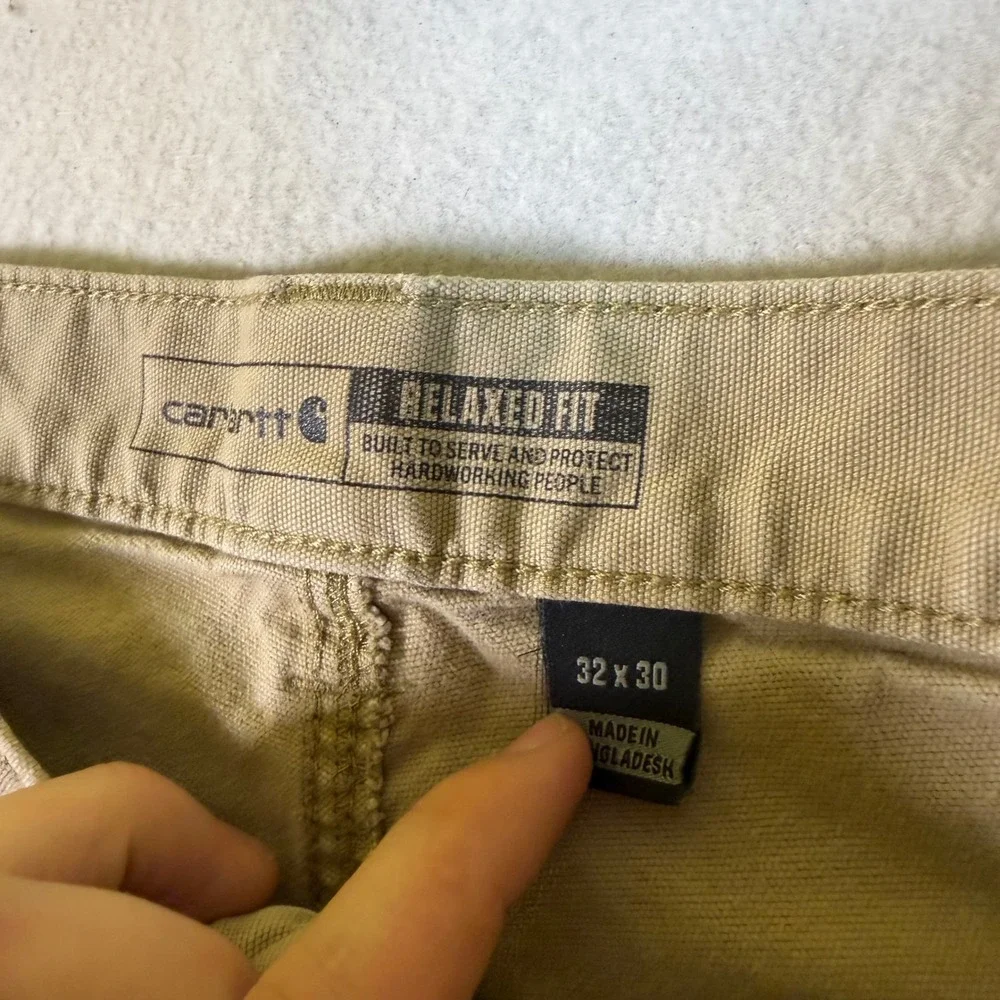 Carhartt Relaxed Fit Carpenter Pants Tan Canvas Mens‎ 32x30 Distressed Utility